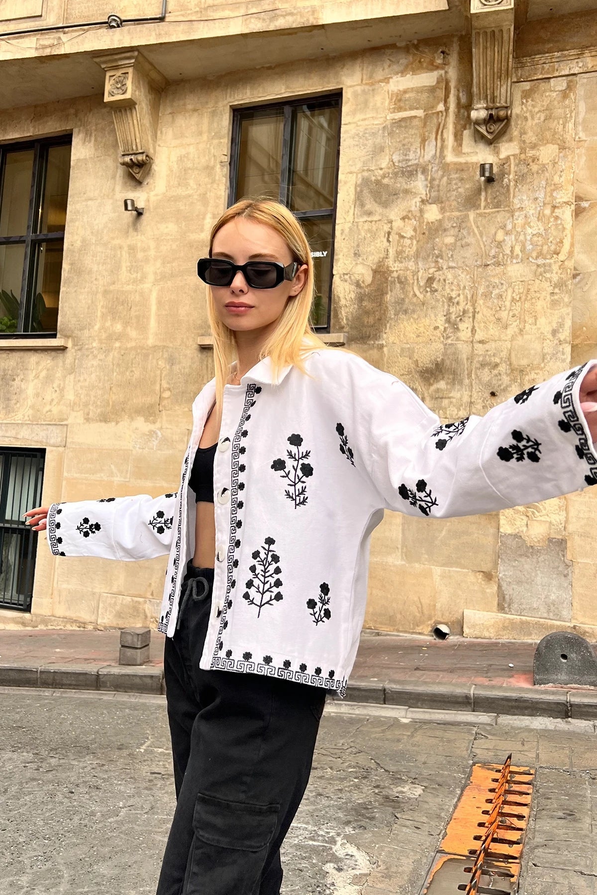 White Embroidered Cotton Jacket