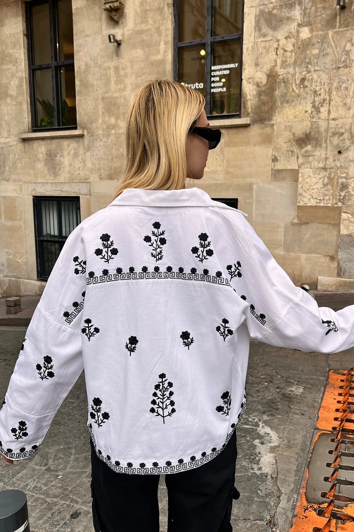 Isla White Embroidered Cotton Jacket