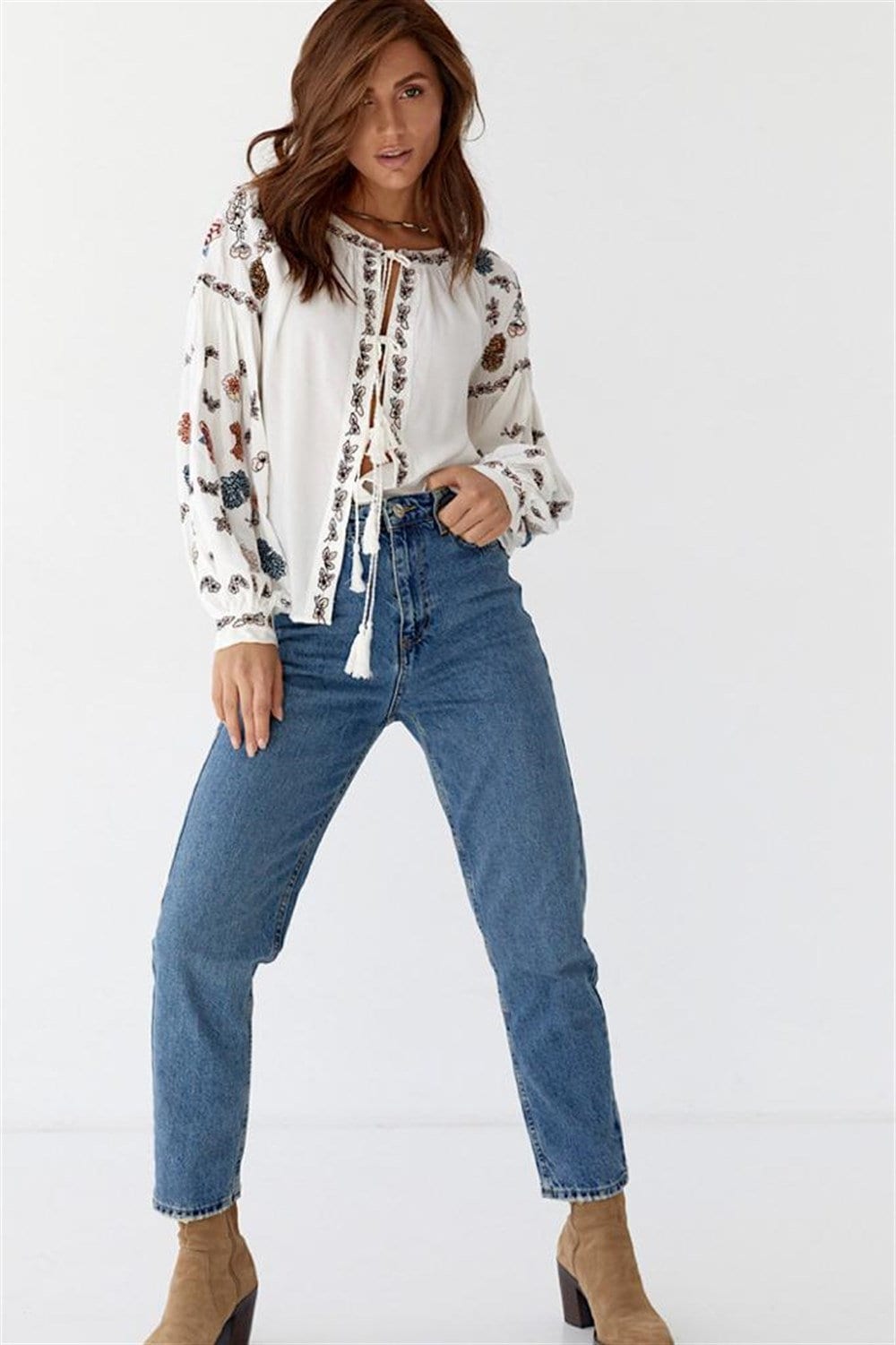 Bohemian Rhapsody Embroidered Cotton Blouse
