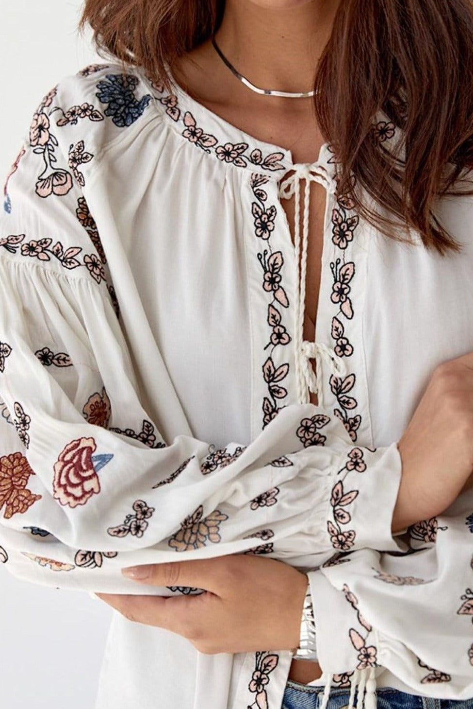 Bohemian Rhapsody Embroidered Cotton Blouse