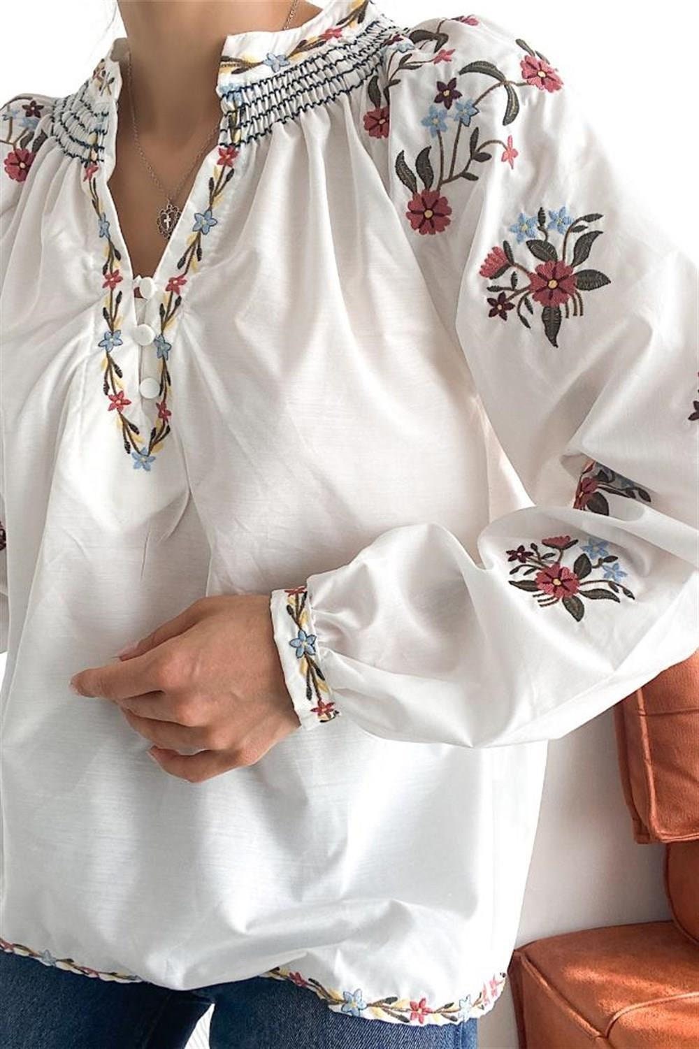 Floral Bouquet Embroidered Vyshyvanka Blouse