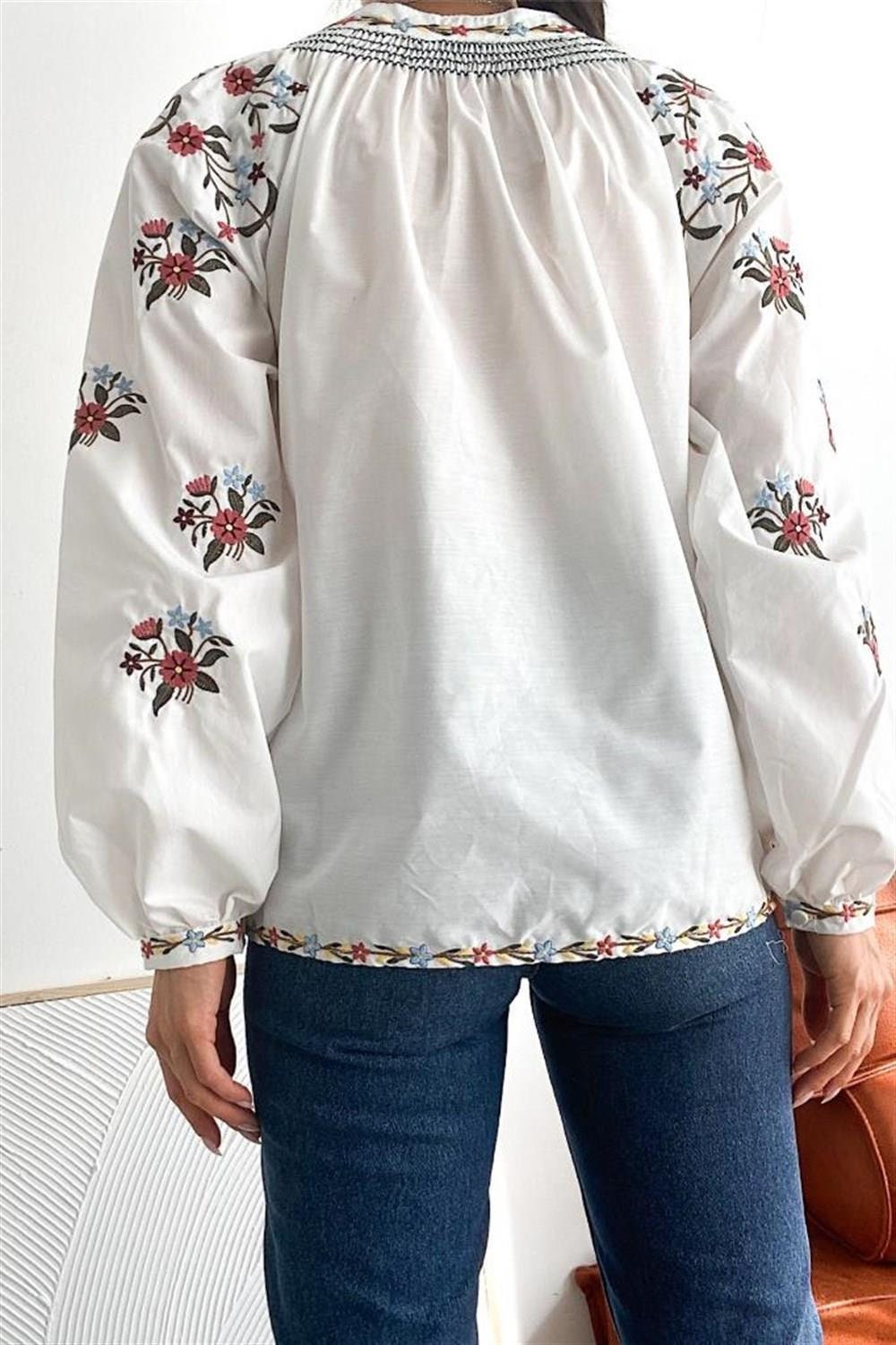 Floral Bouquet Embroidered Vyshyvanka Blouse