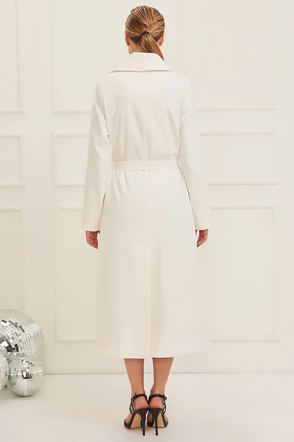 Camel Wool Long Coat with Belt and Pocket