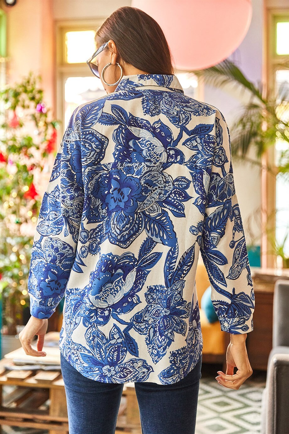 Lola Blue Big Floral Designer Shirt