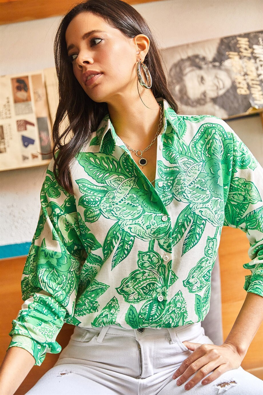 Blue Big Floral Designer Shirt