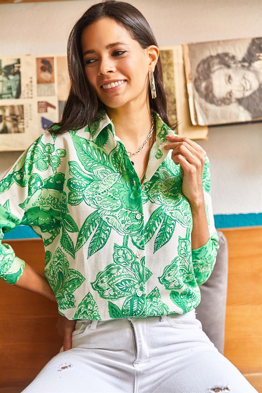 Blue Big Floral Designer Shirt