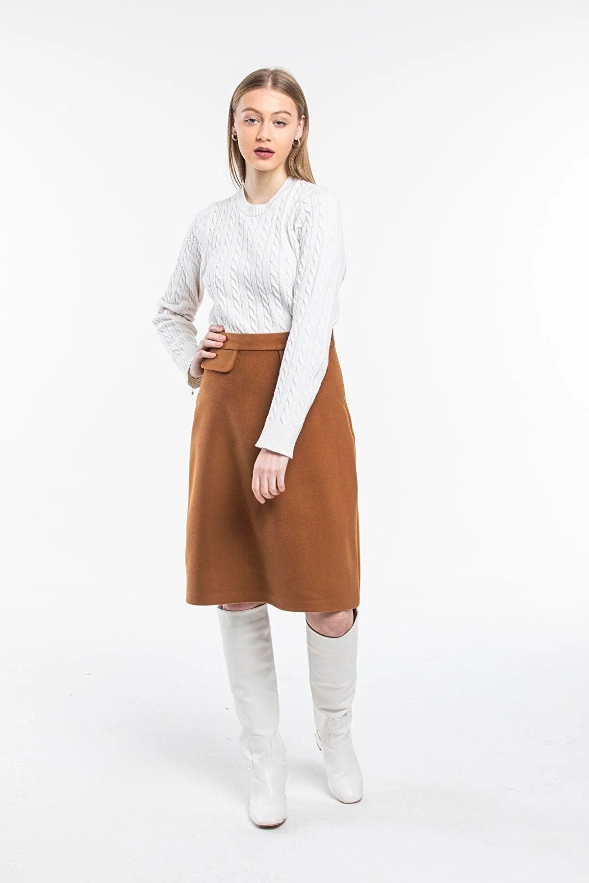 Camel Wool Cashmere Skirt
