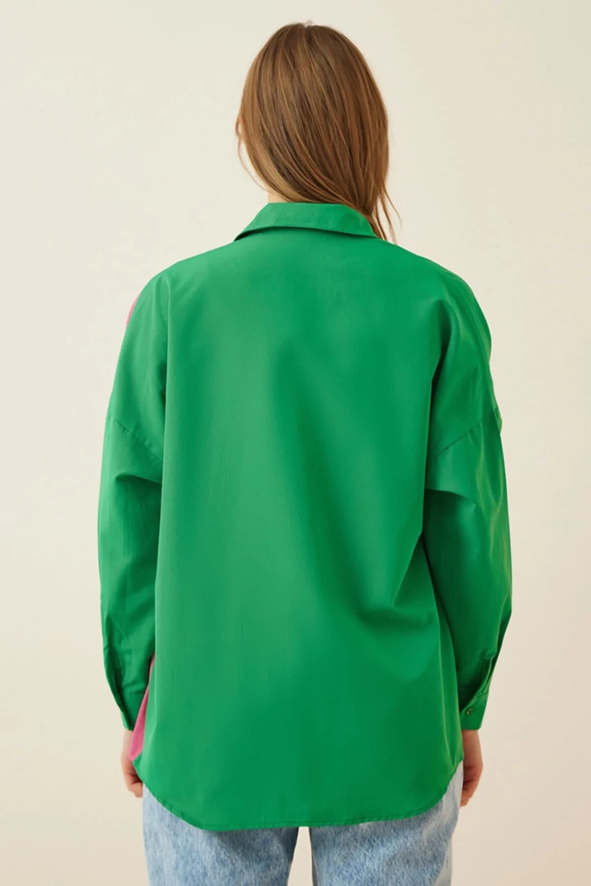 Colorblock Cotton Blend Button Down Shirt