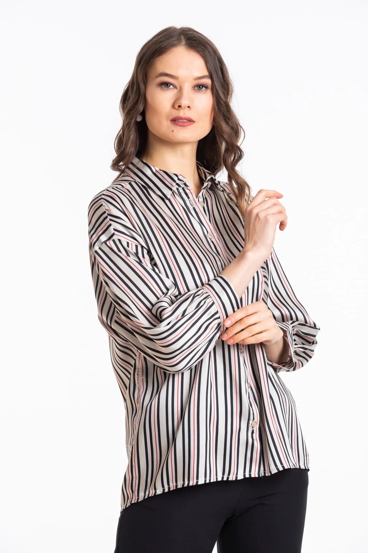 Satijnen overhemd met knoopjes