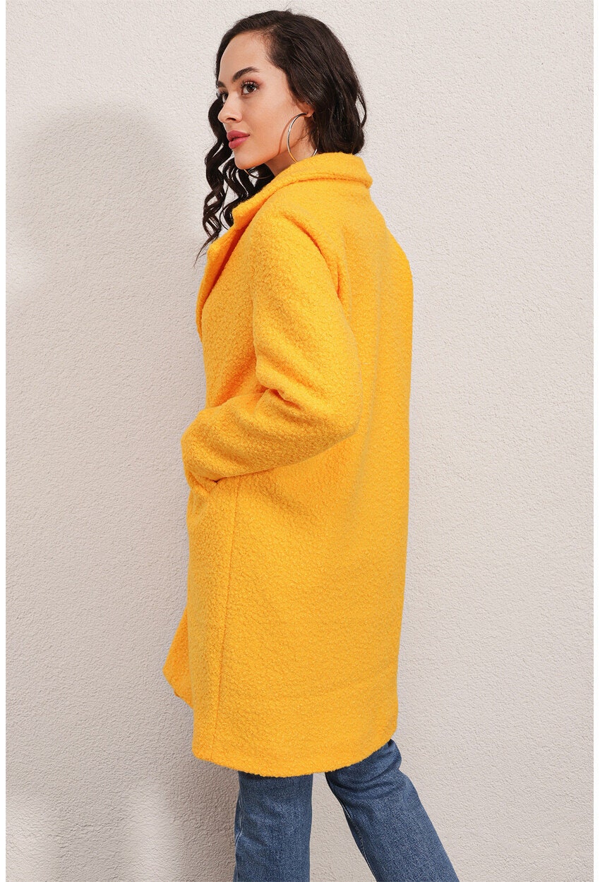 Yellow Gray Teddy Overcoat