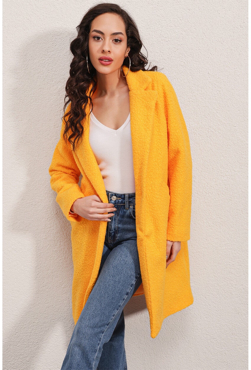 Yellow Gray Teddy Overcoat
