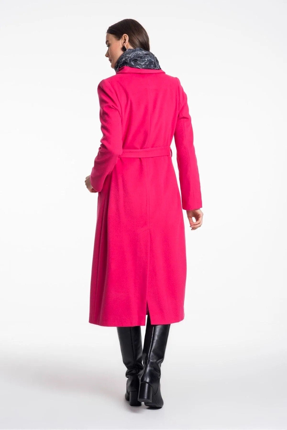 Camel Wool Long Coat with Belt and Pocket