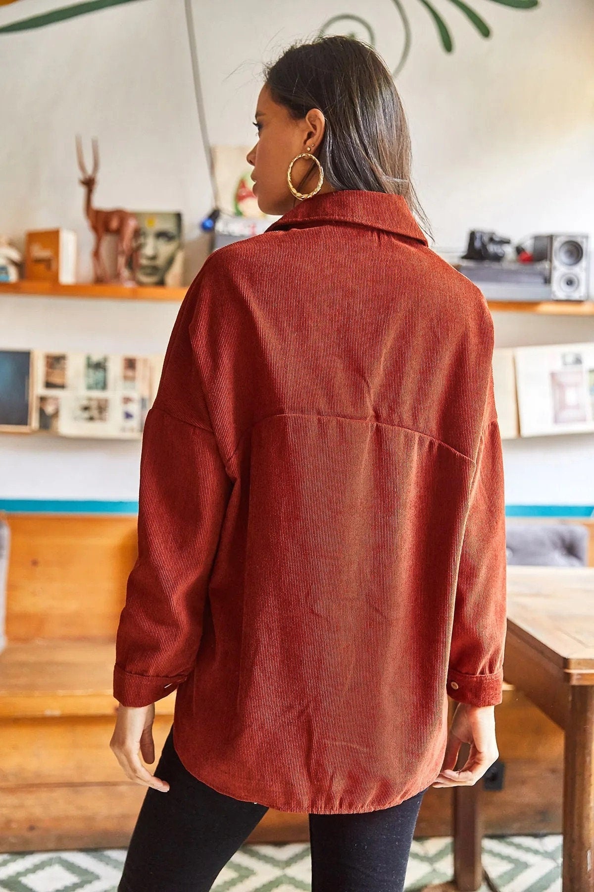 Brick Color Velvet Blouse
