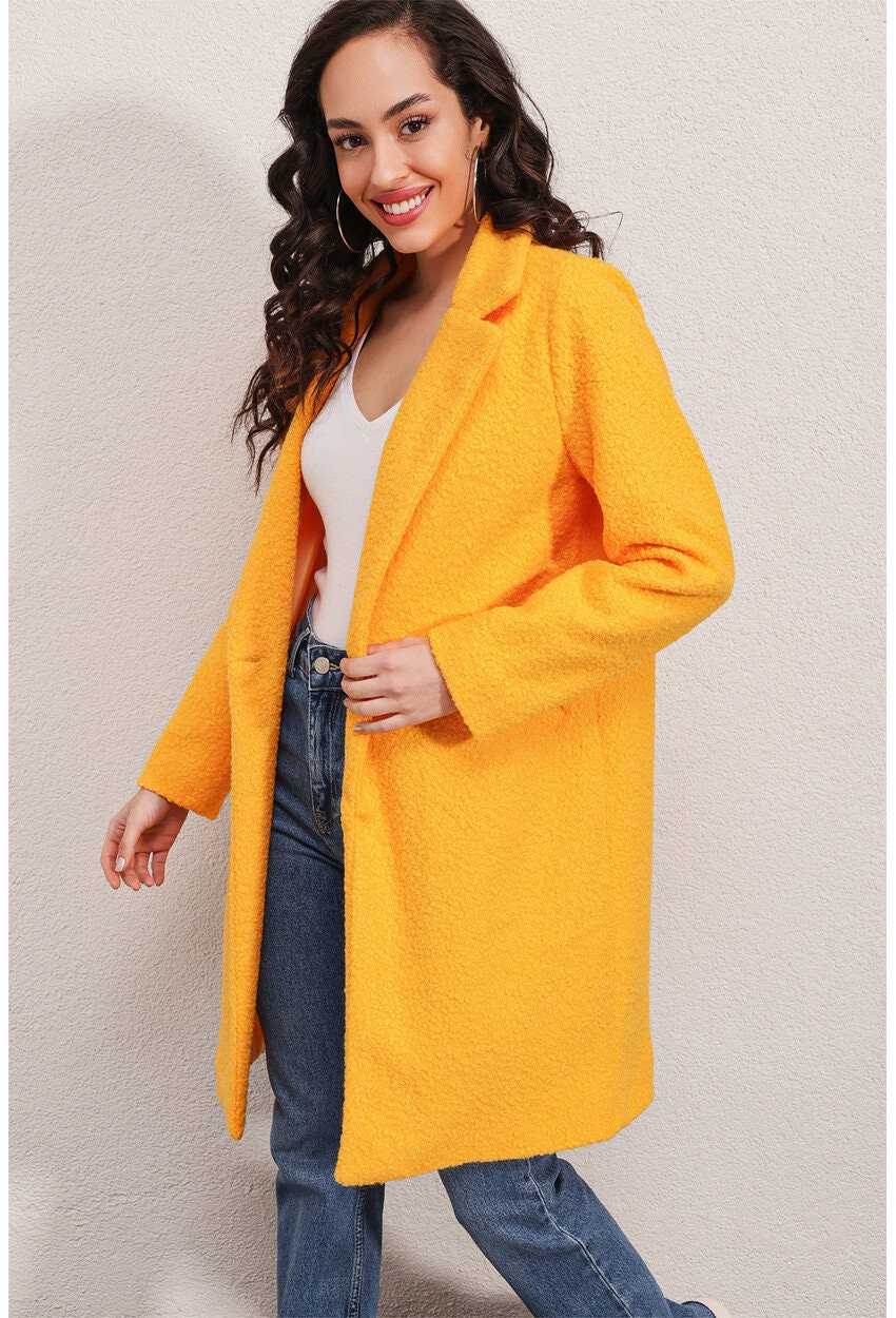 Yellow Gray Teddy Overcoat