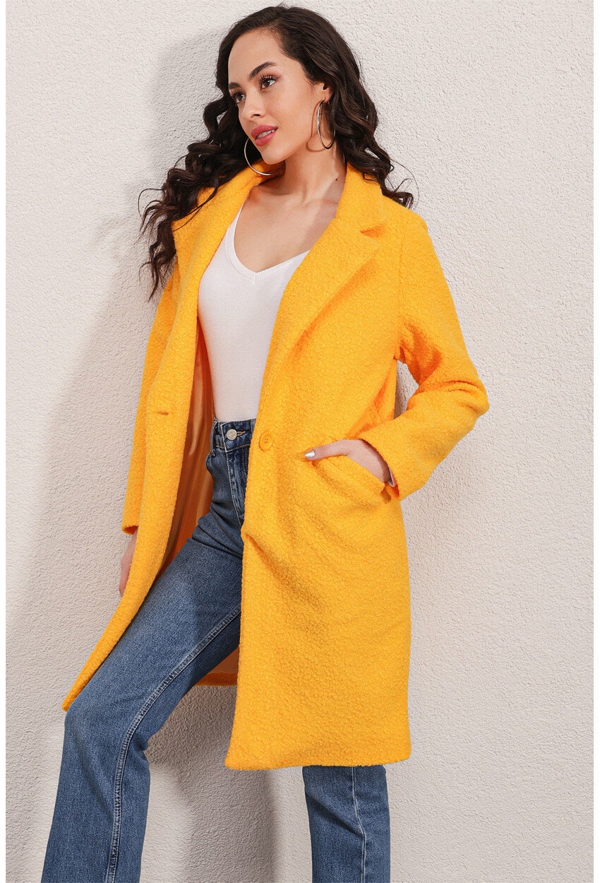Yellow Gray Teddy Overcoat
