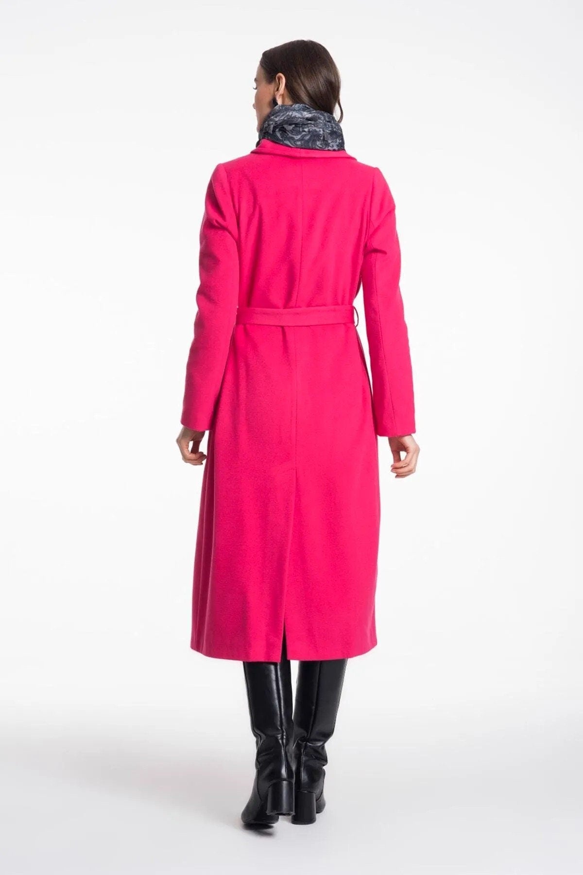 Camel Wool Long Coat with Belt and Pocket