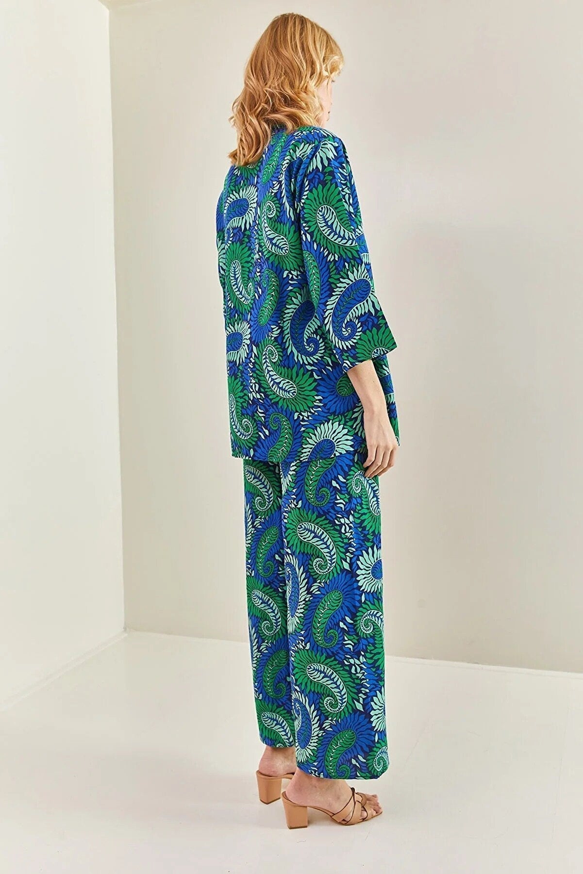 Red Paisley Linen Kimono Cardigan