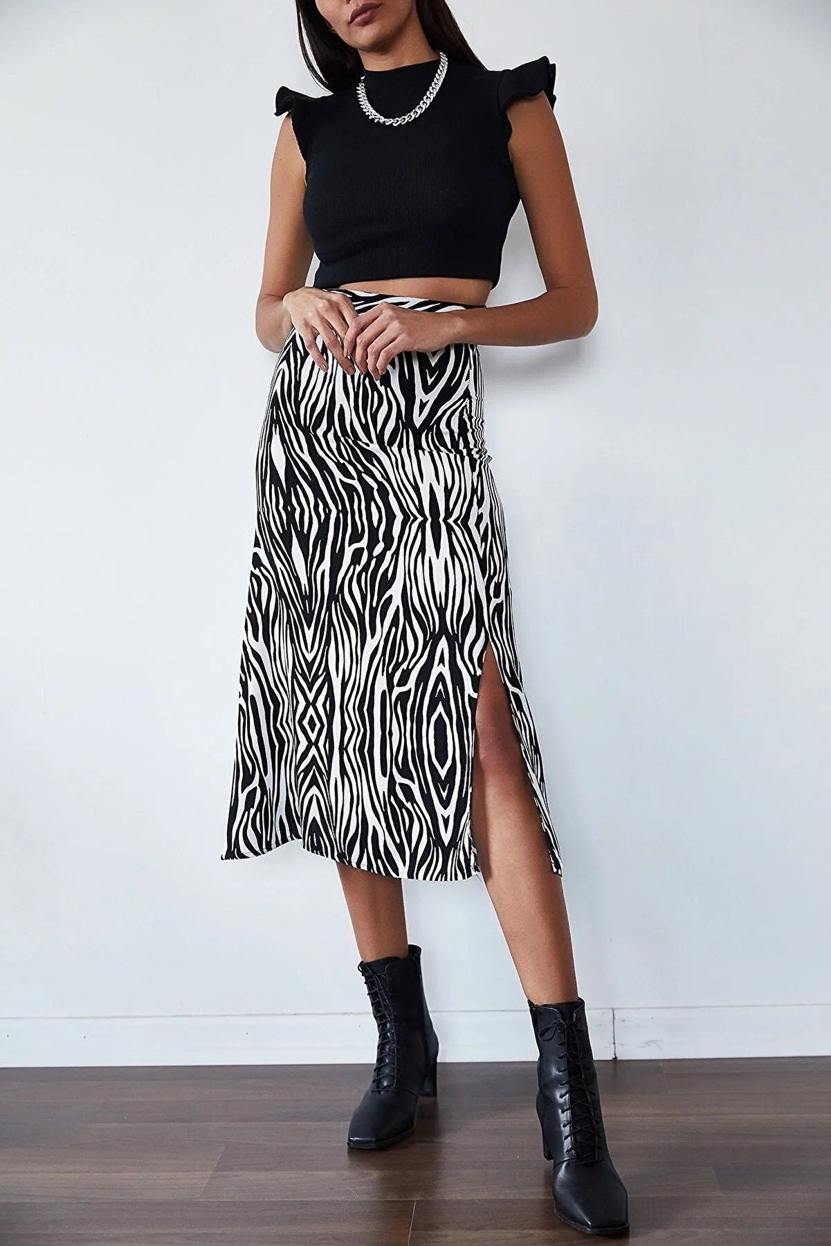 Zebra Pencil Slit Skirt