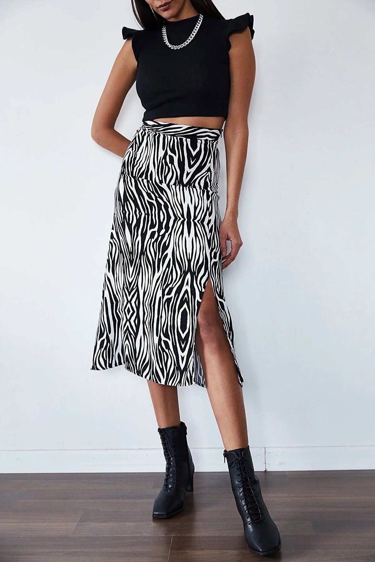 Zebra Pencil Slit Skirt