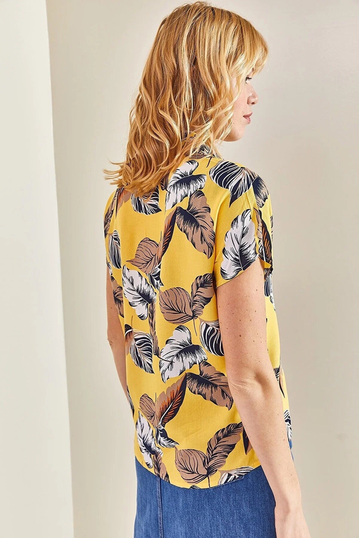 Sunny Tropics Yellow Short Sleeve Blouse
