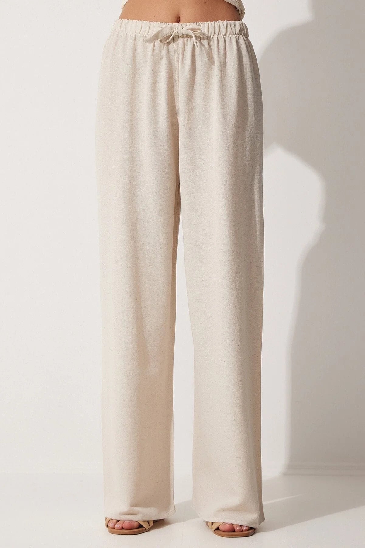 Clara Turquoise Wide Leg Linen Pants