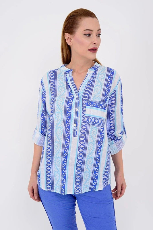Blue Ethnic Cotton Blouse
