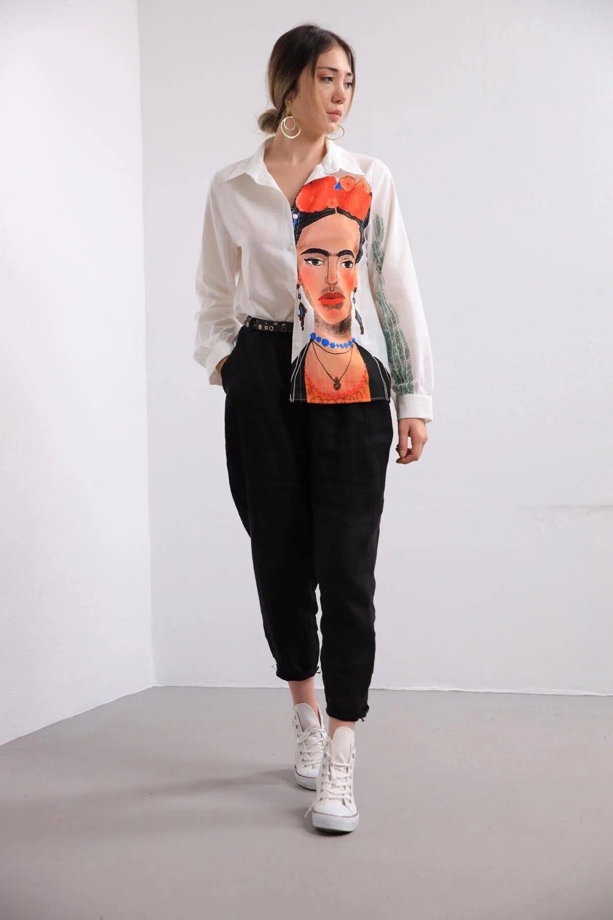 Frida Kahlo Baskılı Bluz