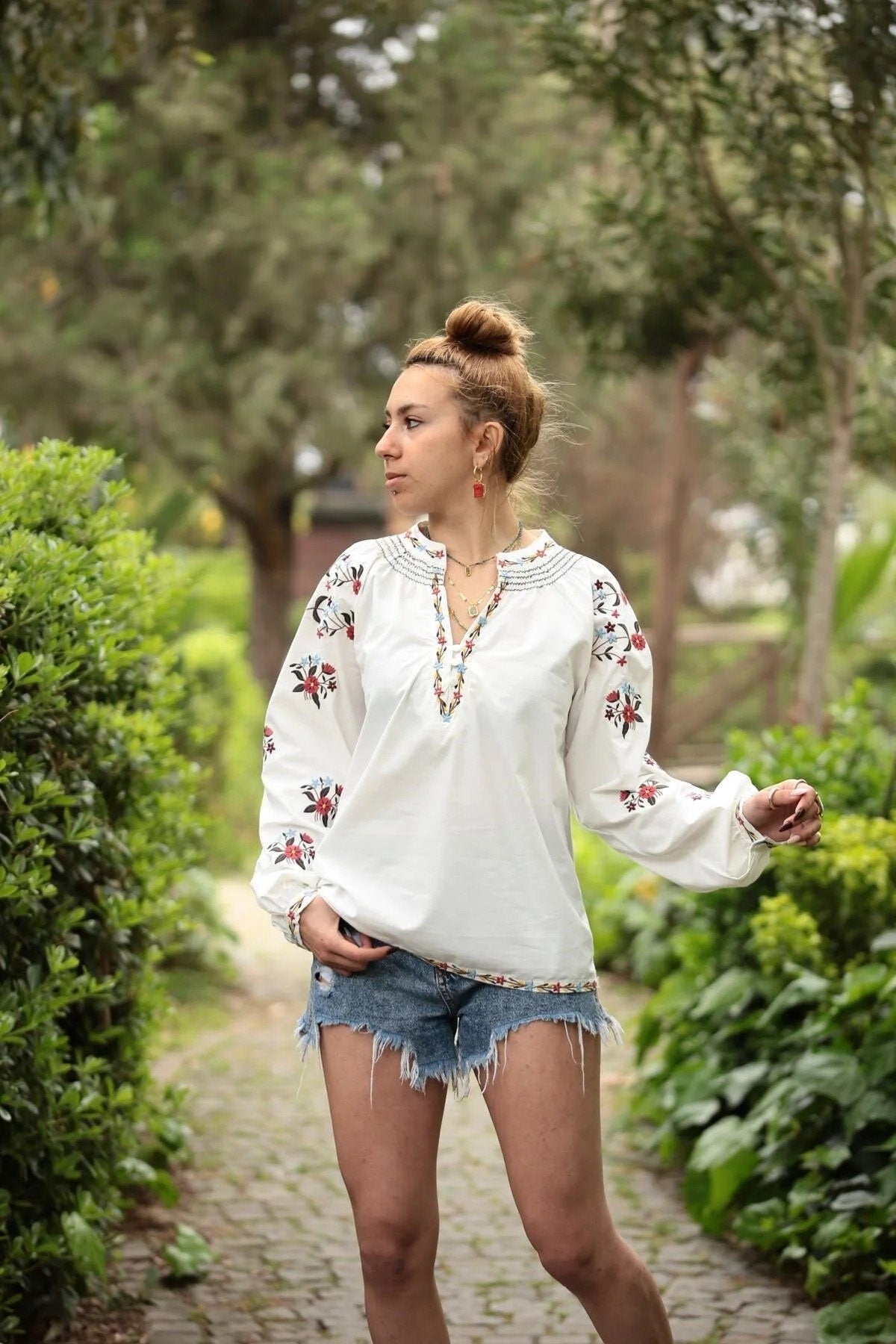 Floral Bouquet Embroidered Vyshyvanka Blouse