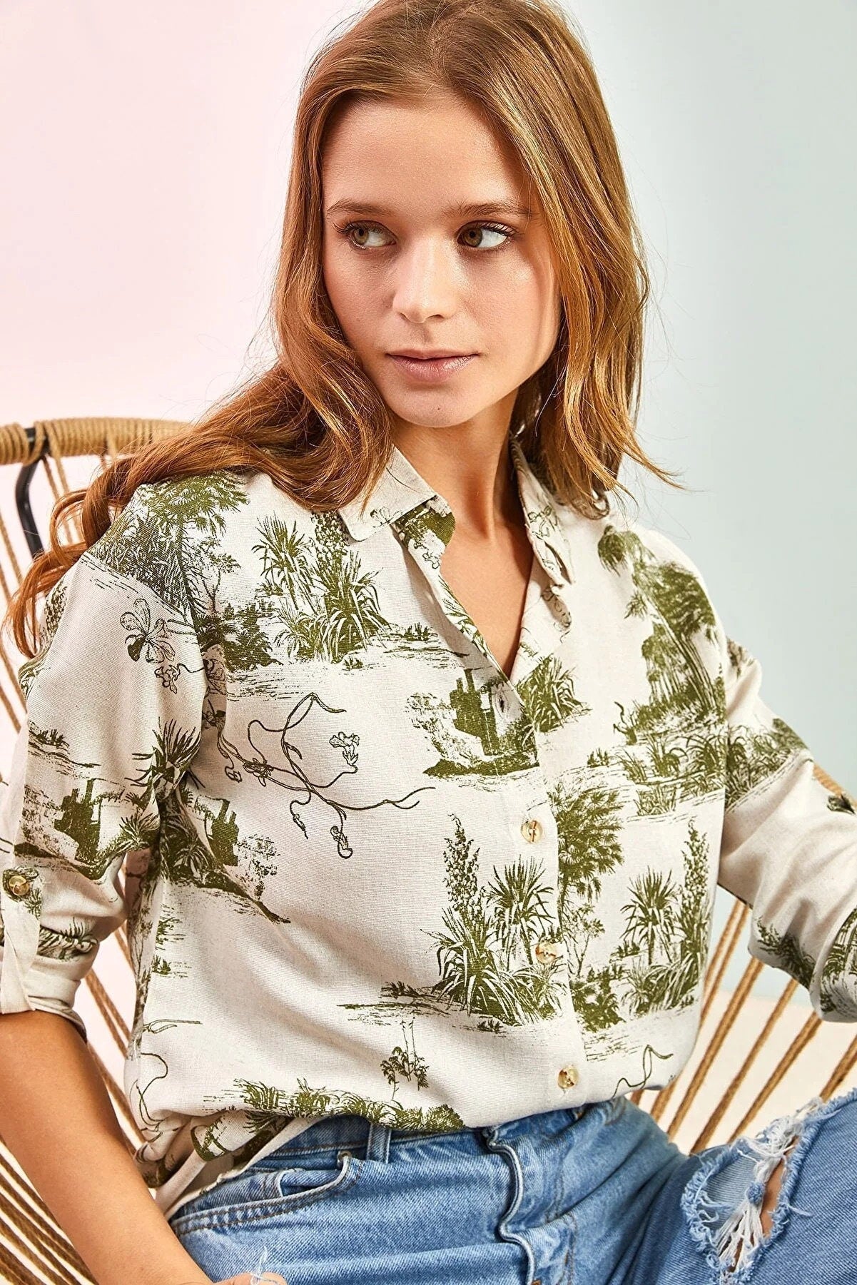 Betty Green Vintage 1970s Landscape Designer Button-Down Shirt