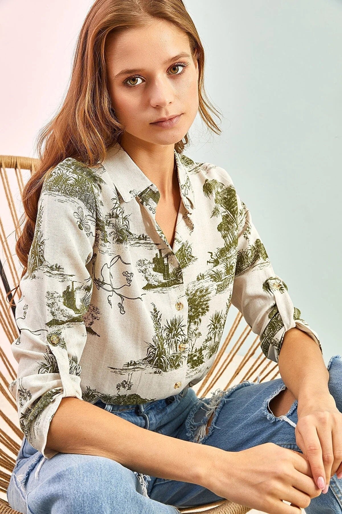 Betty Green Vintage 1970s Landscape Designer Button-Down Shirt