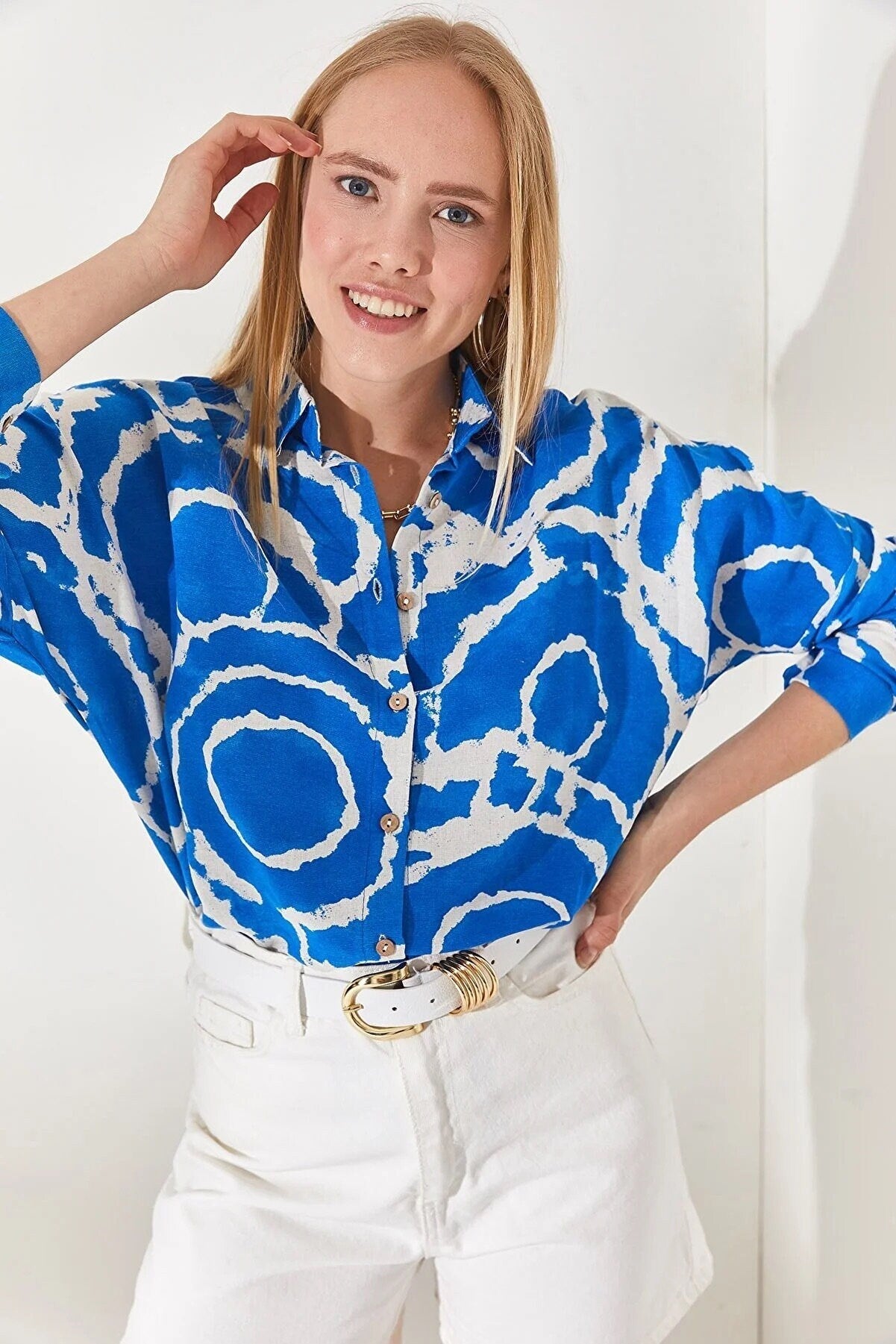 Lola Azure Dream Linen Blend Blouse