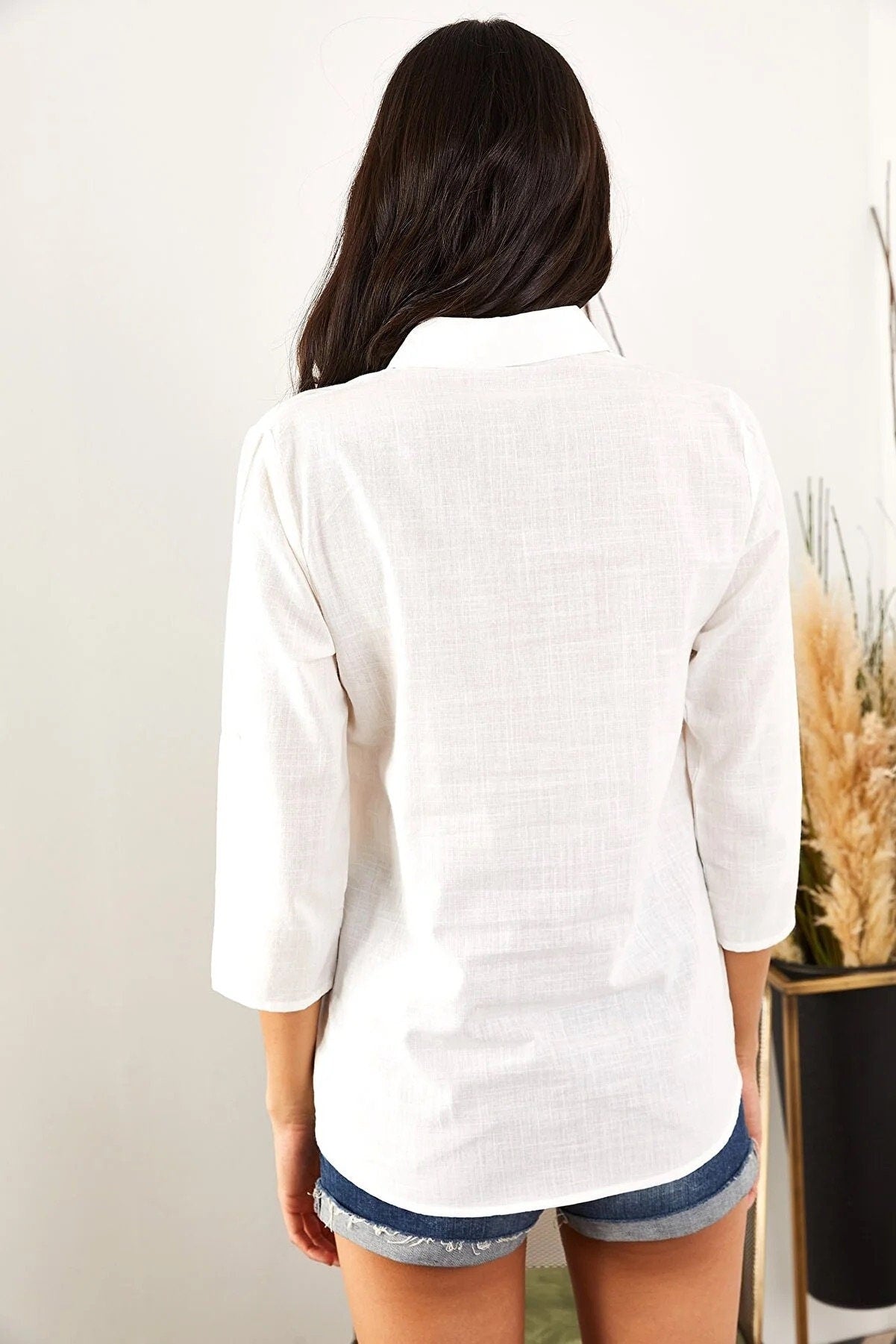 Verona White Linen Long Sleeve Button Down Shirt