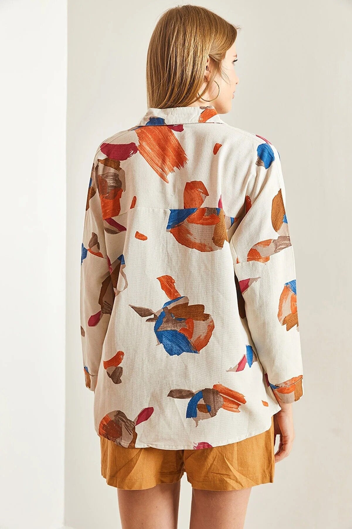 Lola Palette Print Linen Long Sleeved Blouse