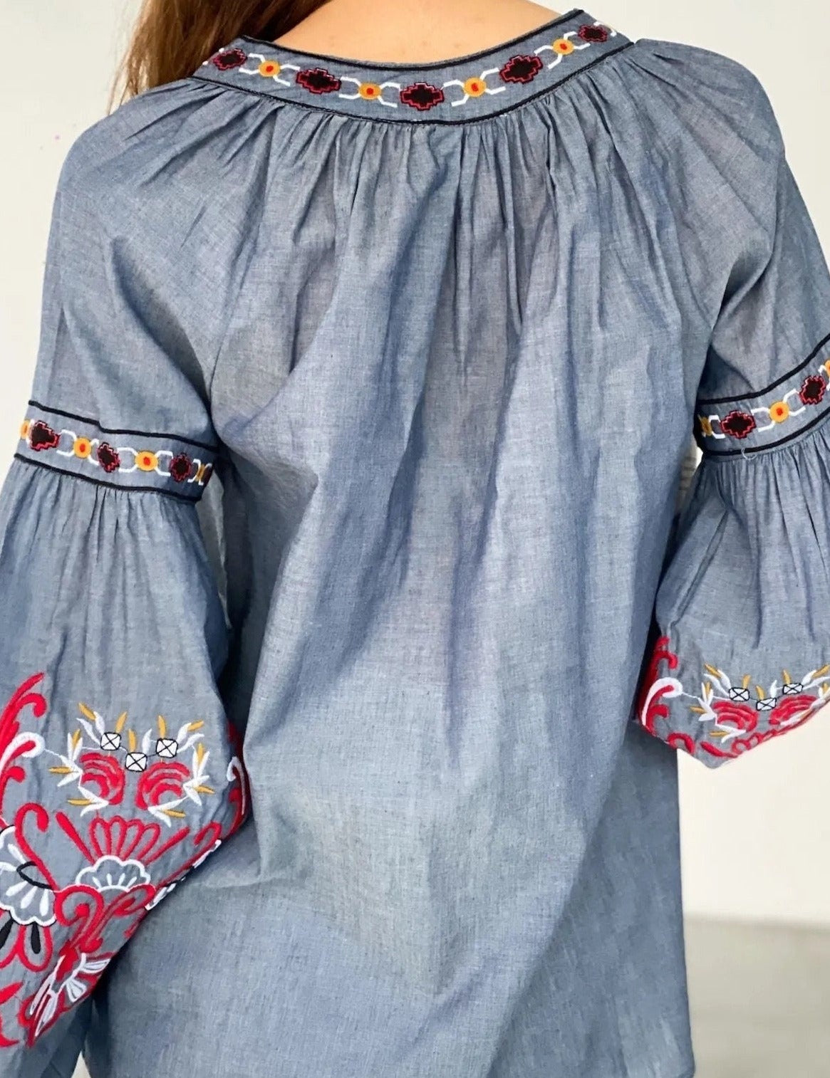 Bohemian Ethnic Ukrainian Cotton Vyshyvanka Blouse