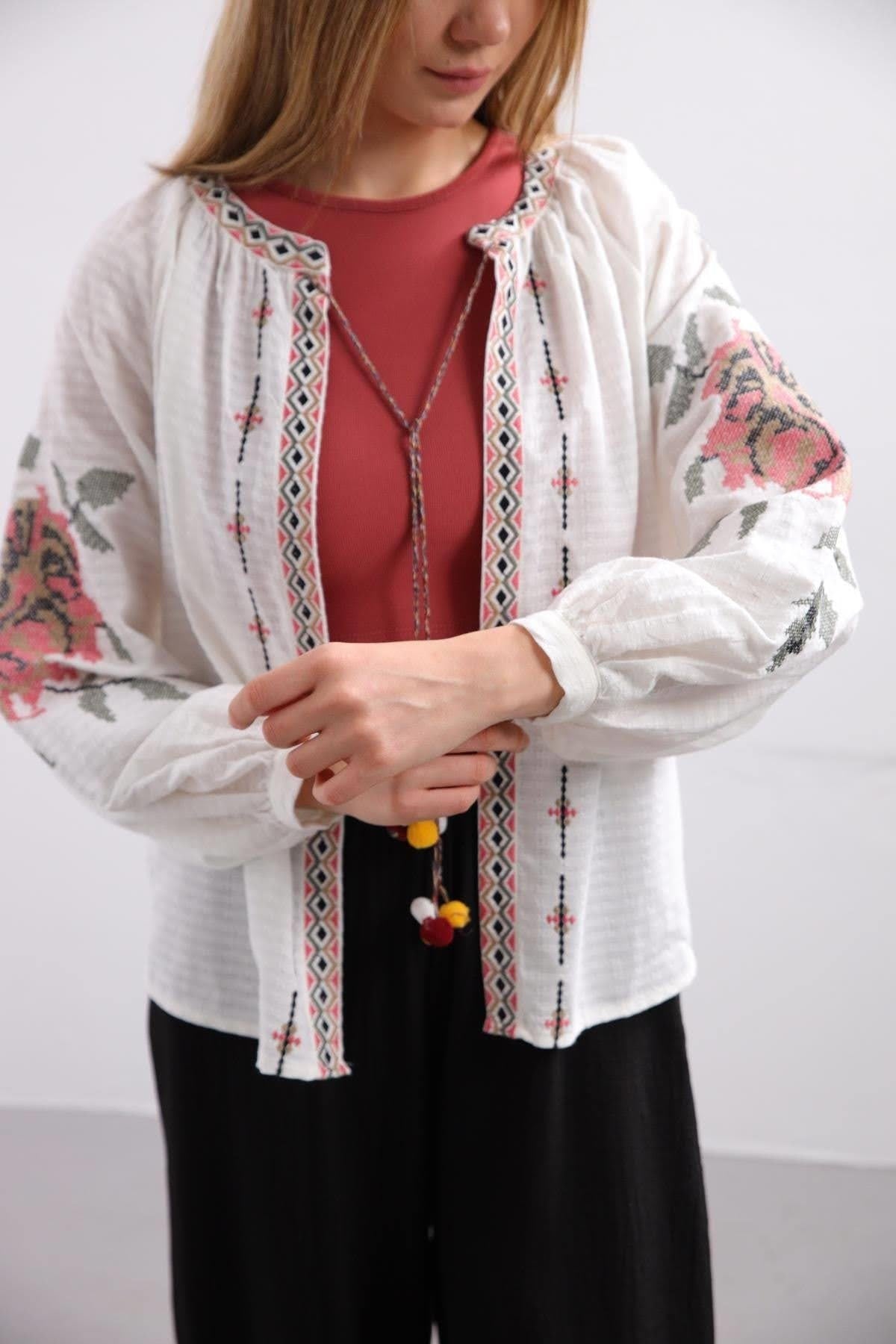 Rose Embroidered Vyshyvanka Light Jacket