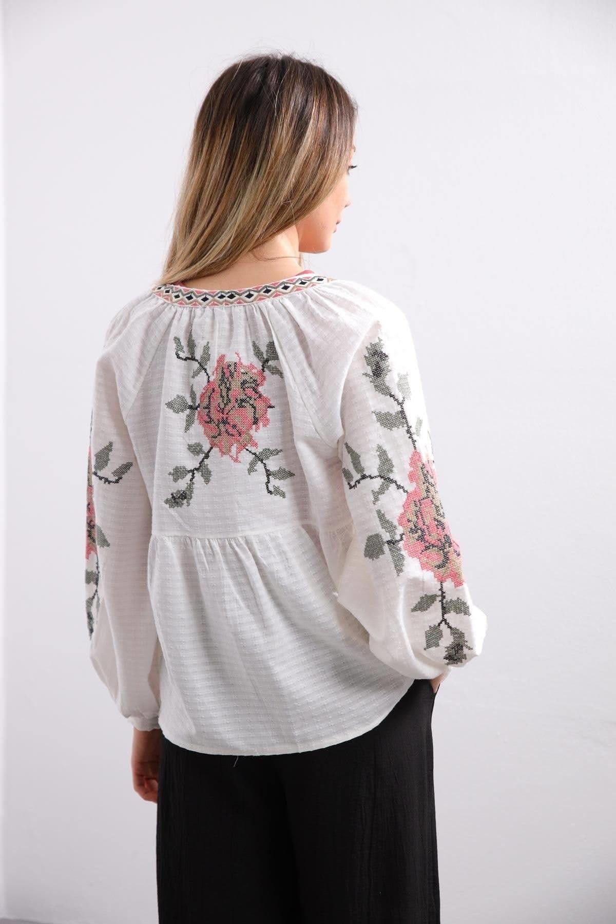 Rose Embroidered Vyshyvanka Light Jacket