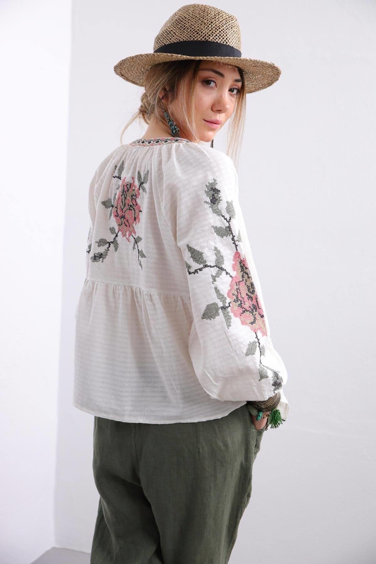 Rose Embroidered Vyshyvanka Light Jacket