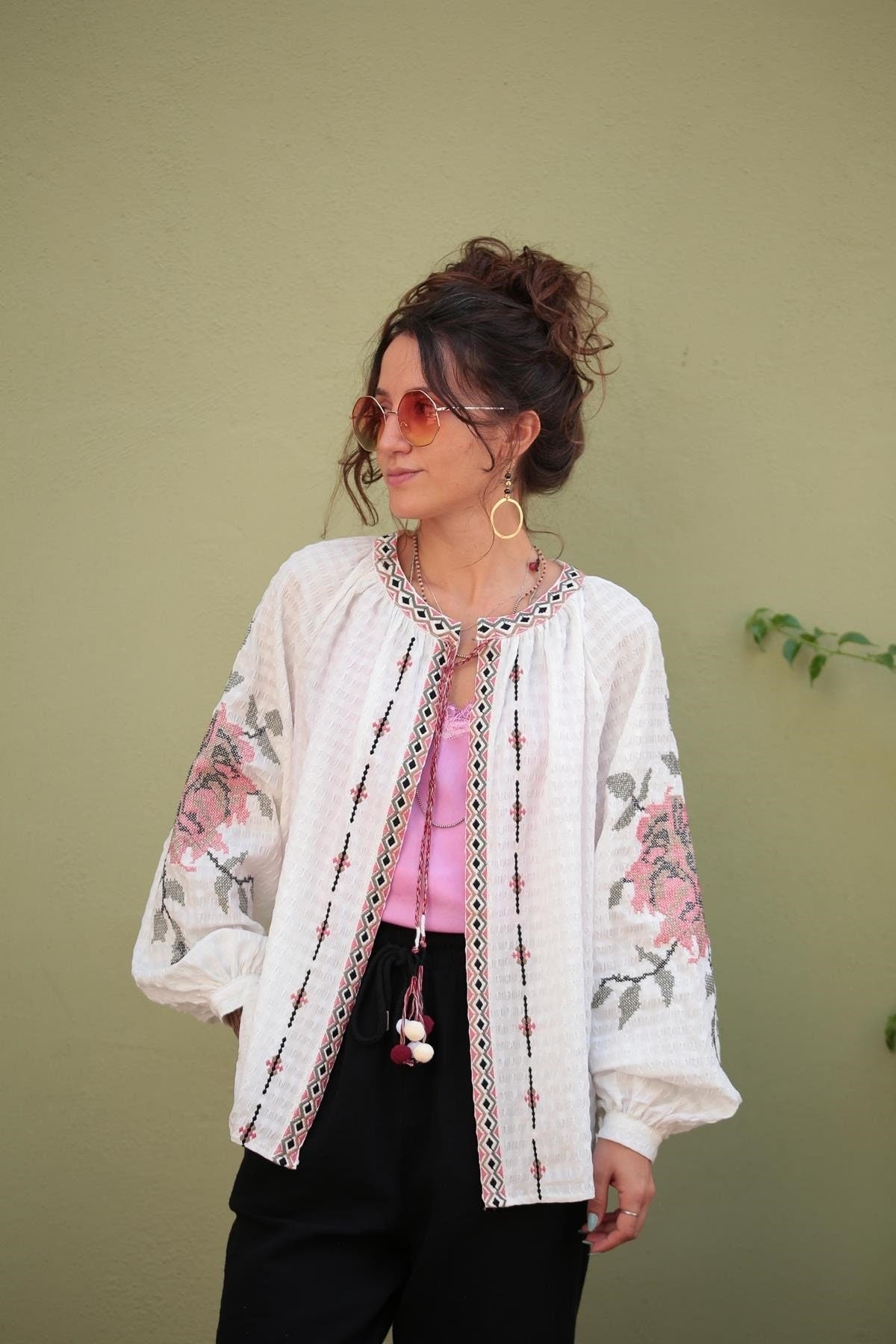 Rose Embroidered Vyshyvanka Light Jacket