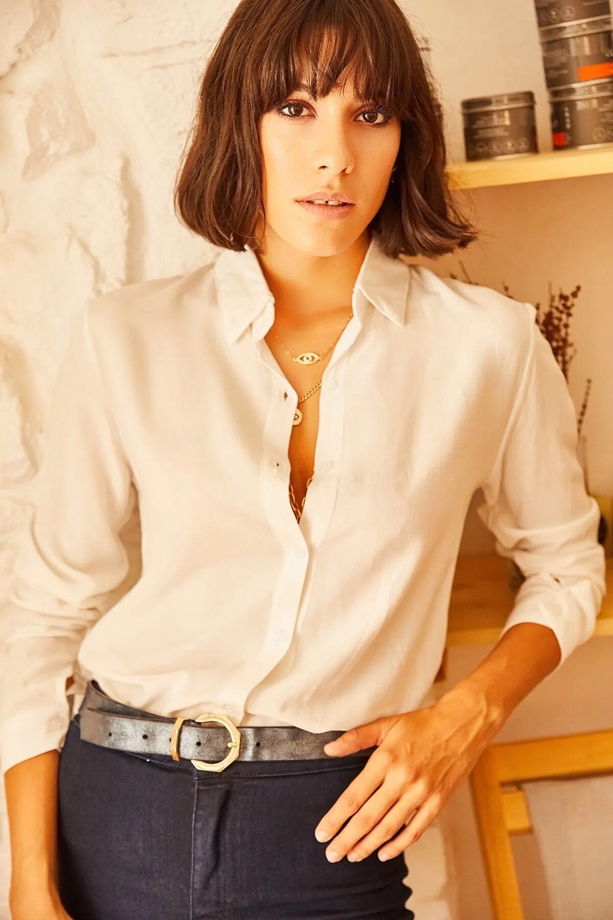 Ecru Essential Long Sleeved Blouse