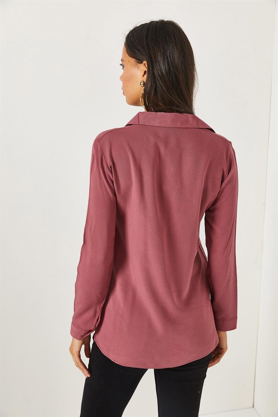 Rose Essential Long Sleeved Button Down Shirt