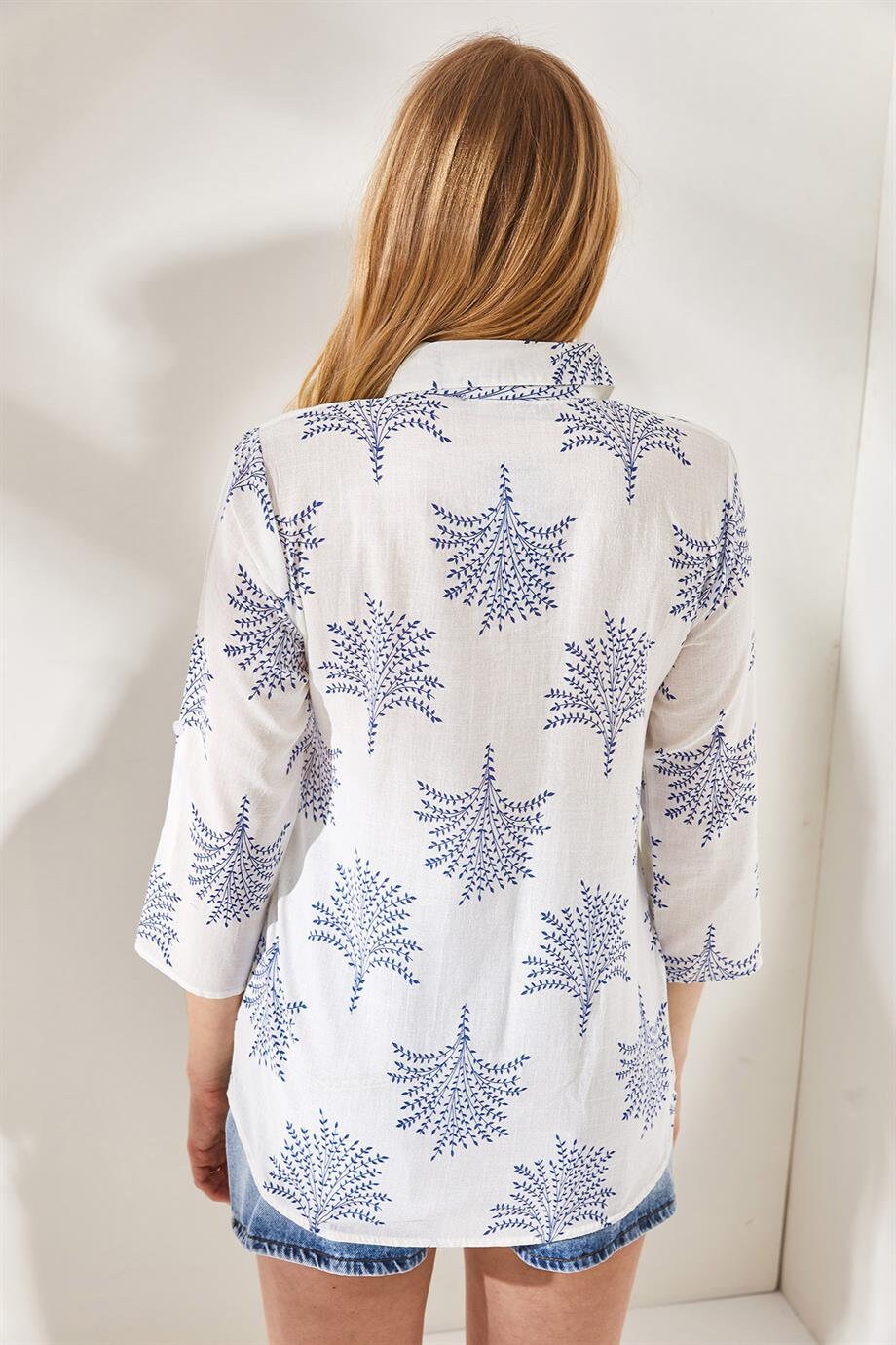 Verona Blue Designer Linen Blouse