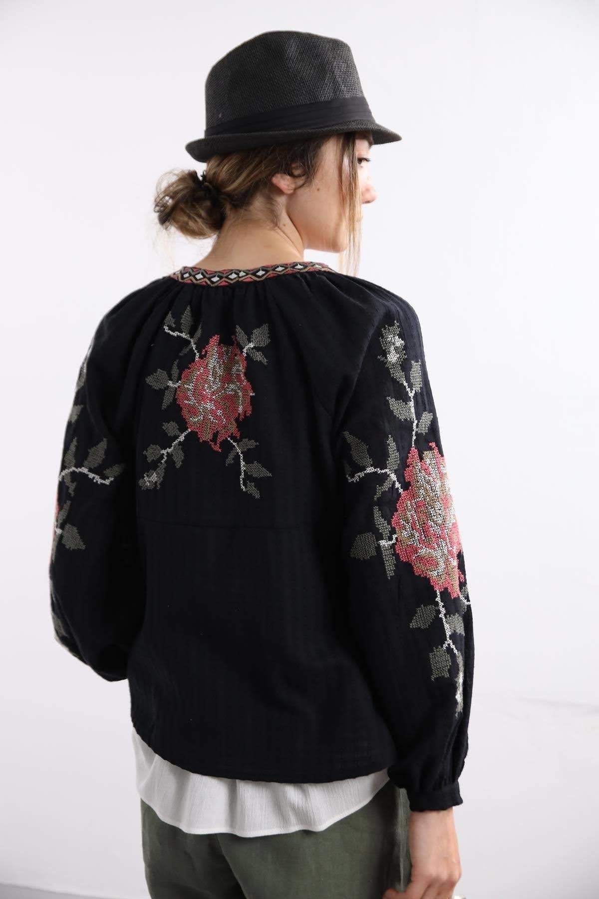 Rose Embroidered Vyshyvanka Light Jacket