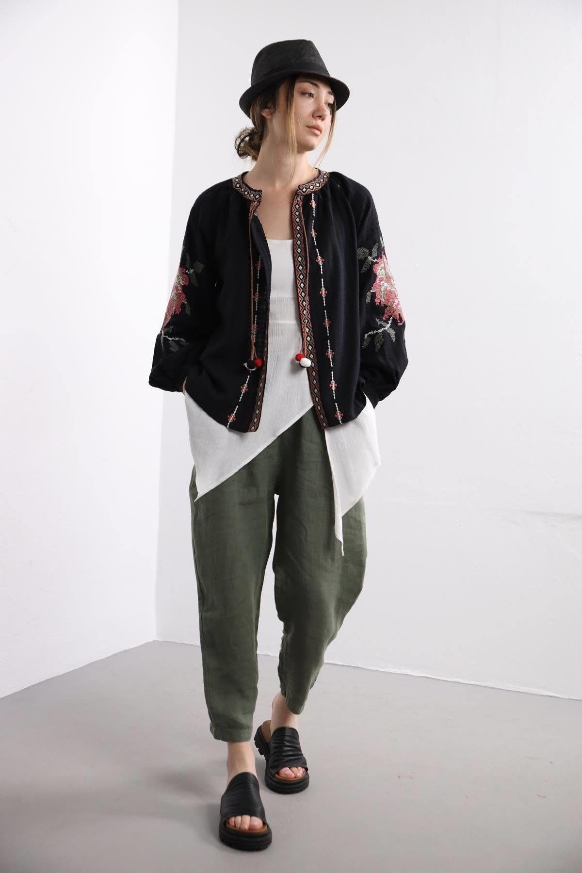 Rose Embroidered Vyshyvanka Light Jacket