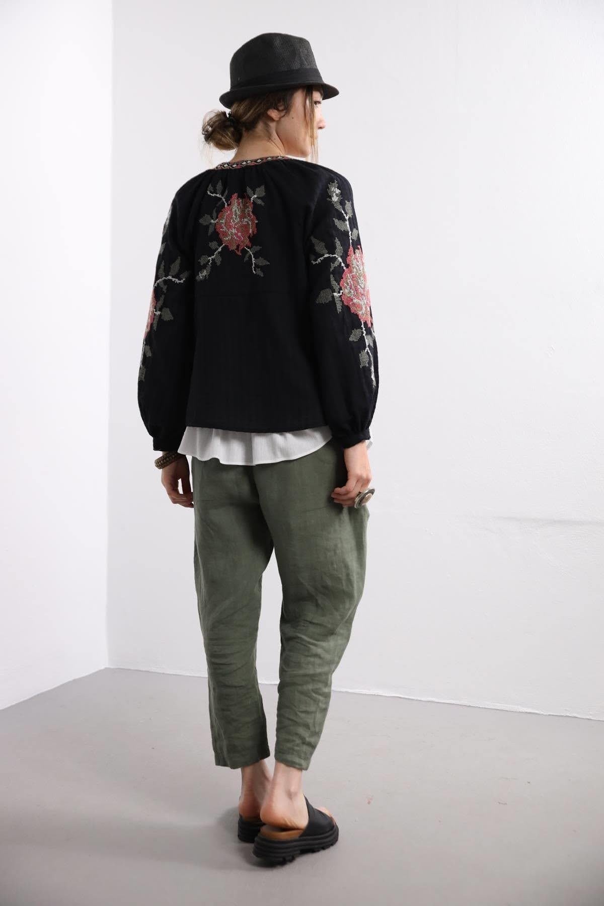 Rose Embroidered Vyshyvanka Light Jacket