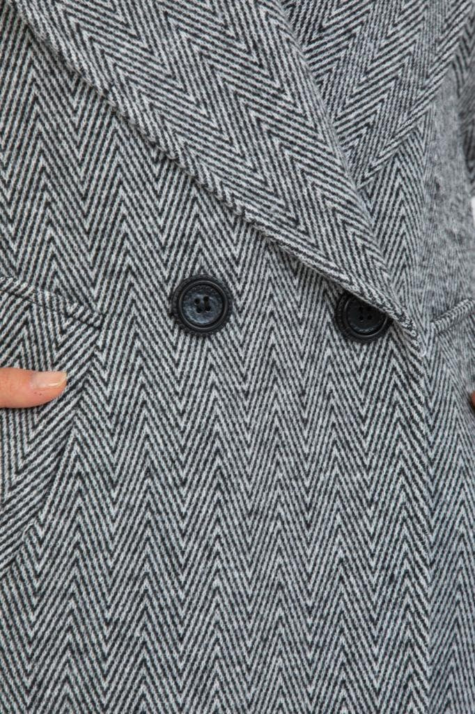 Gray Oversized Long Solid Wool Coat