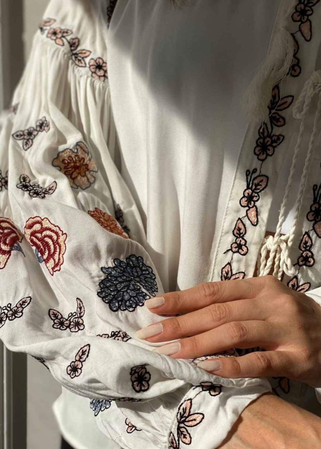 Bohemian Rhapsody Embroidered Cotton Blouse