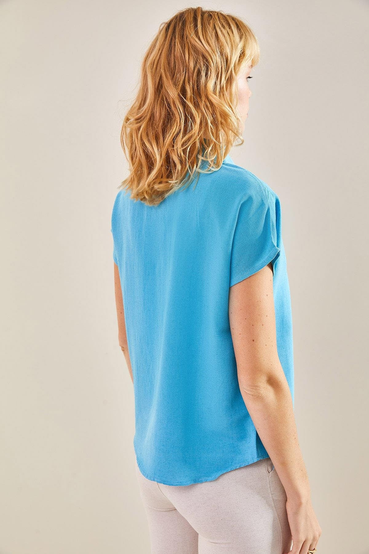 Fuschia Linen Short Sleeve Button-Down Shirt