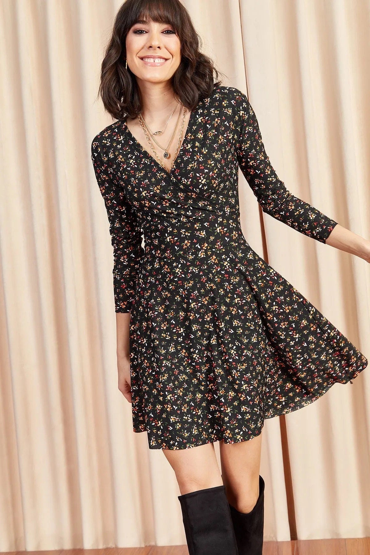 Casual Black Skater Dress