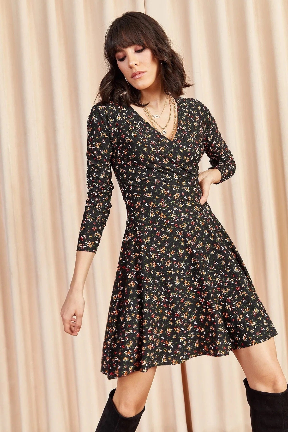 Casual Black Skater Dress