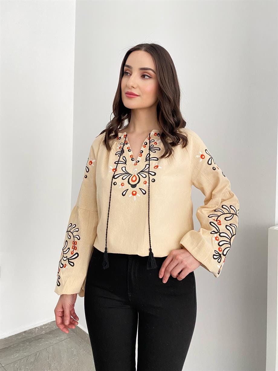 Bohemian Flair Linnen-Katoenen Blouse